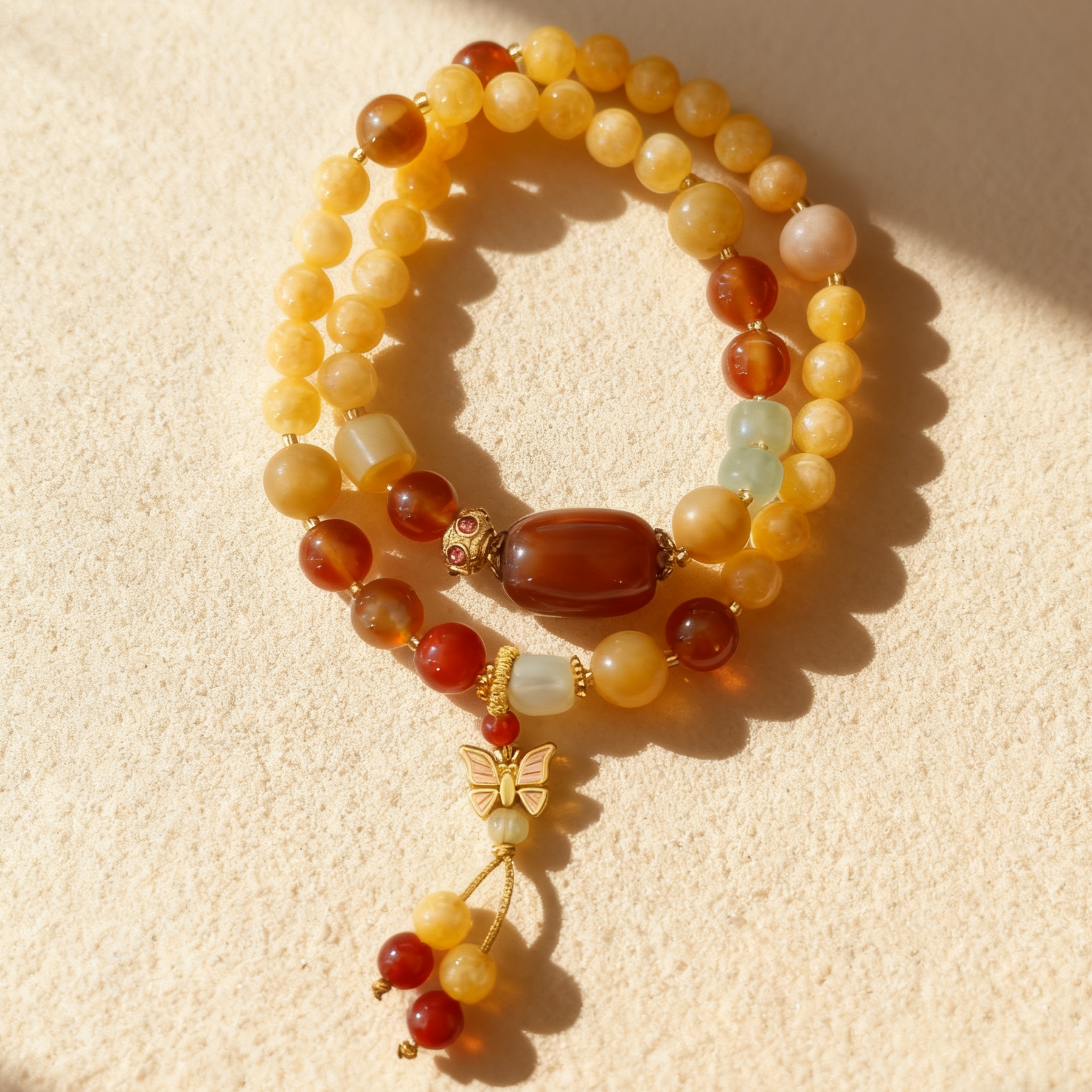 缠丝玛瑙金丝玉新中式蝴蝶款 精品手串 无礼盒-S 1074