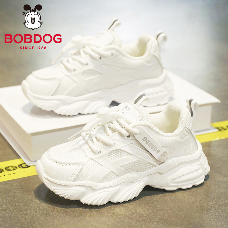 巴布豆童鞋春秋儿童运动鞋网面透气小白鞋6-12岁男女童轻便老爹鞋商品图