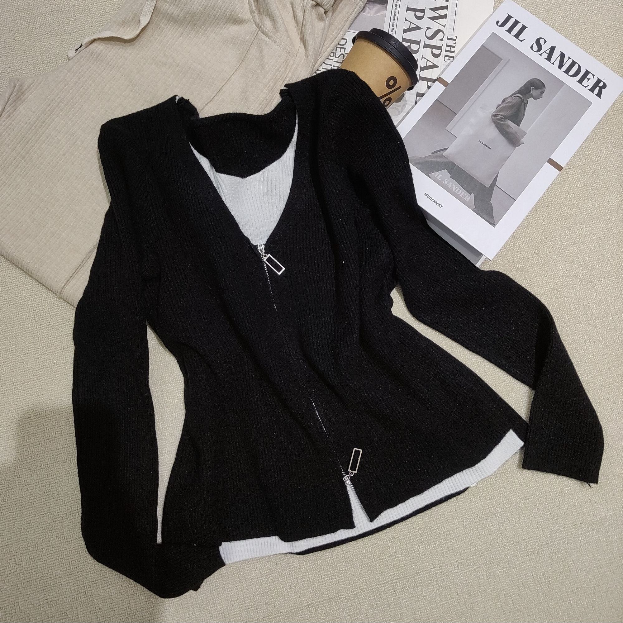 原搭短款针织开衫女2025新款早春穿搭温柔系外套气质时尚YZY5568#