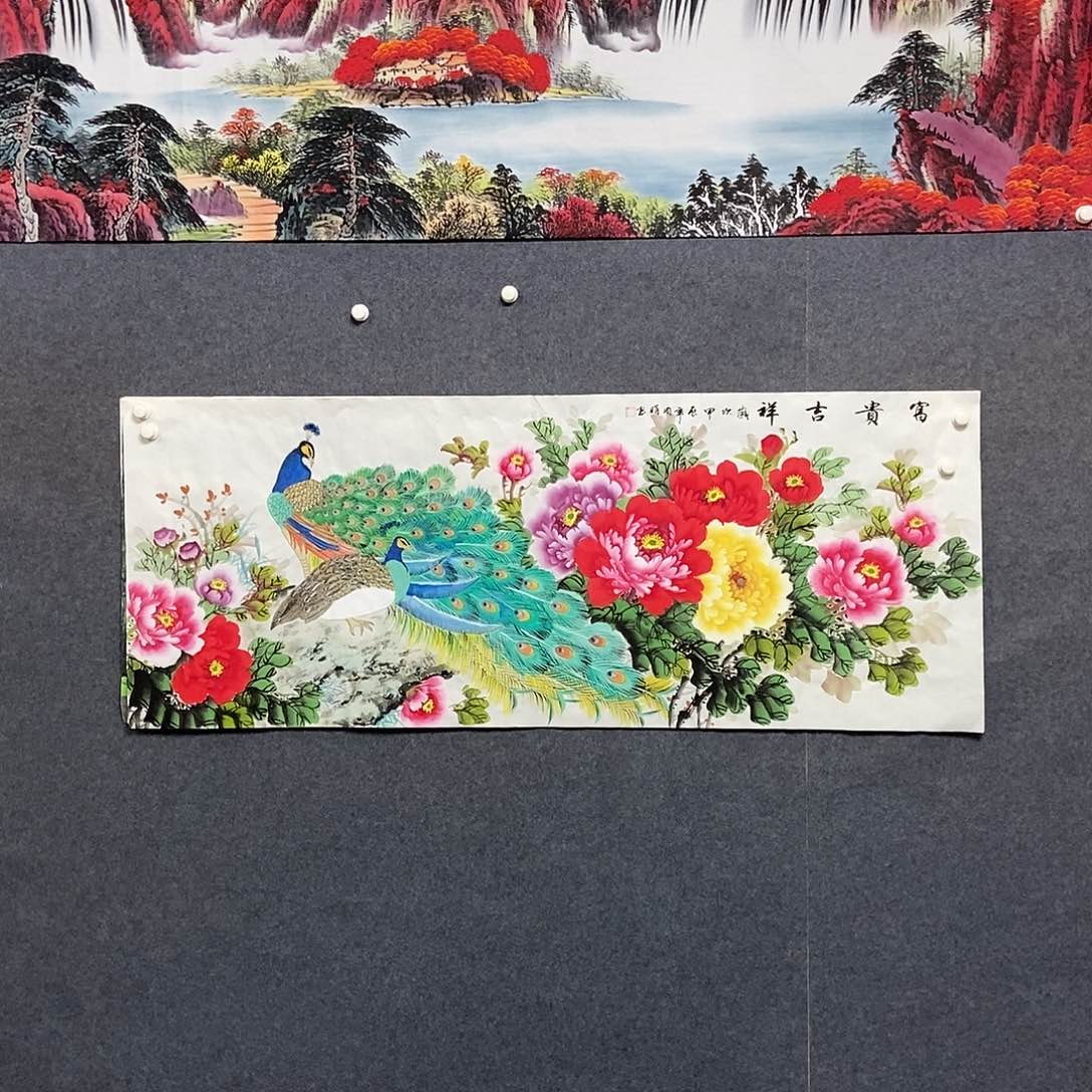 国画小六尺牡丹一副