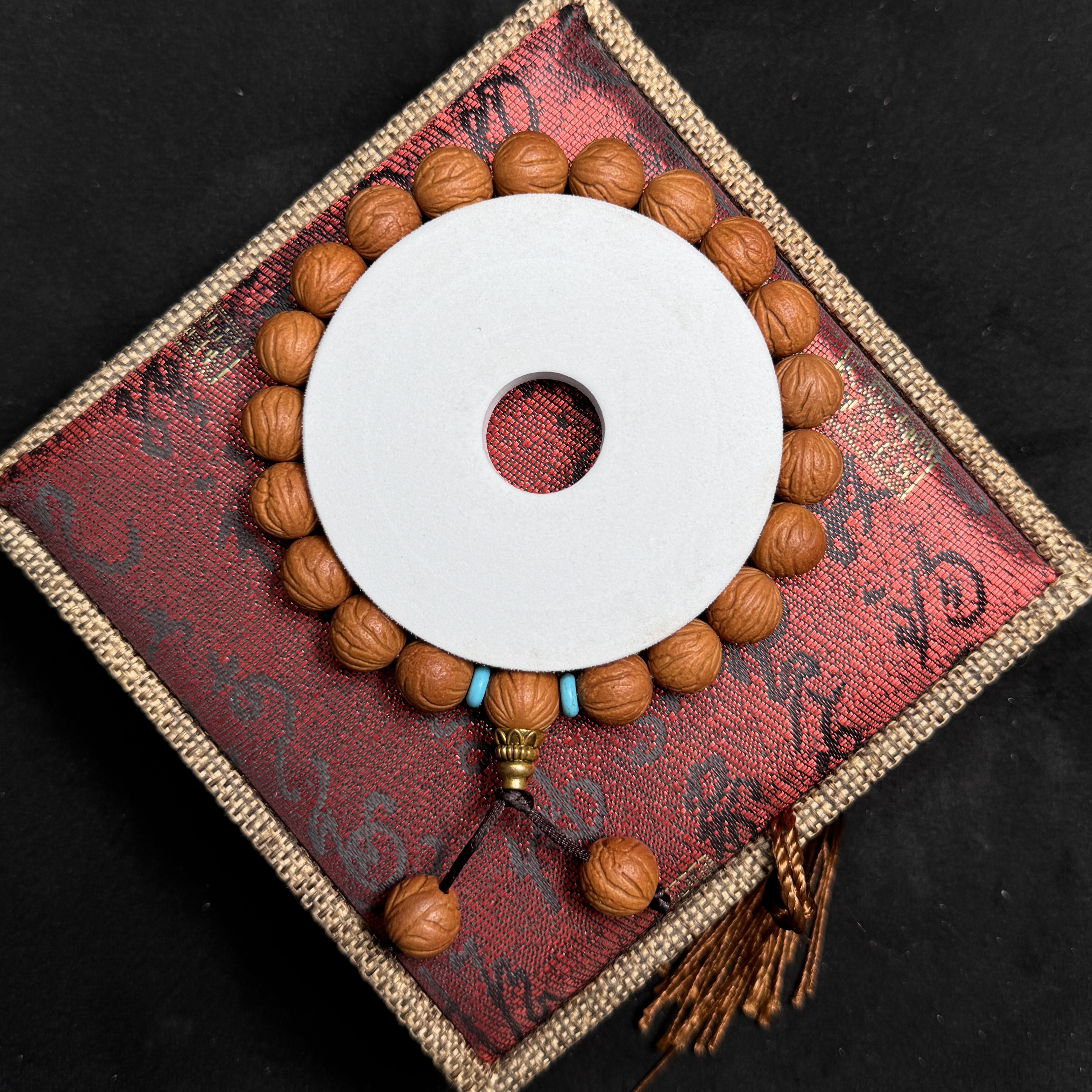 肚卡14/15左右满天星秦岭龙纹桃核男士手串手持108念珠雕刻光珠