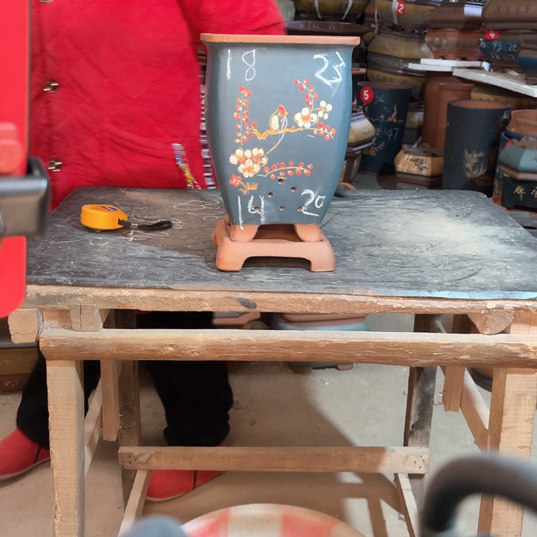 紫砂花盆高四方盆一个