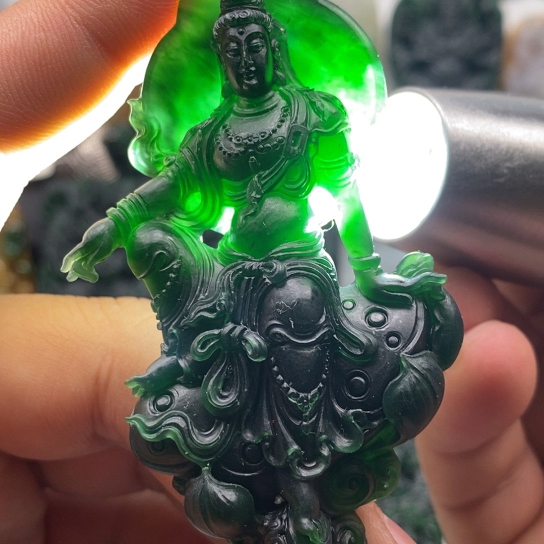 定制翡翠未镶嵌天然翡翠A货水月观音