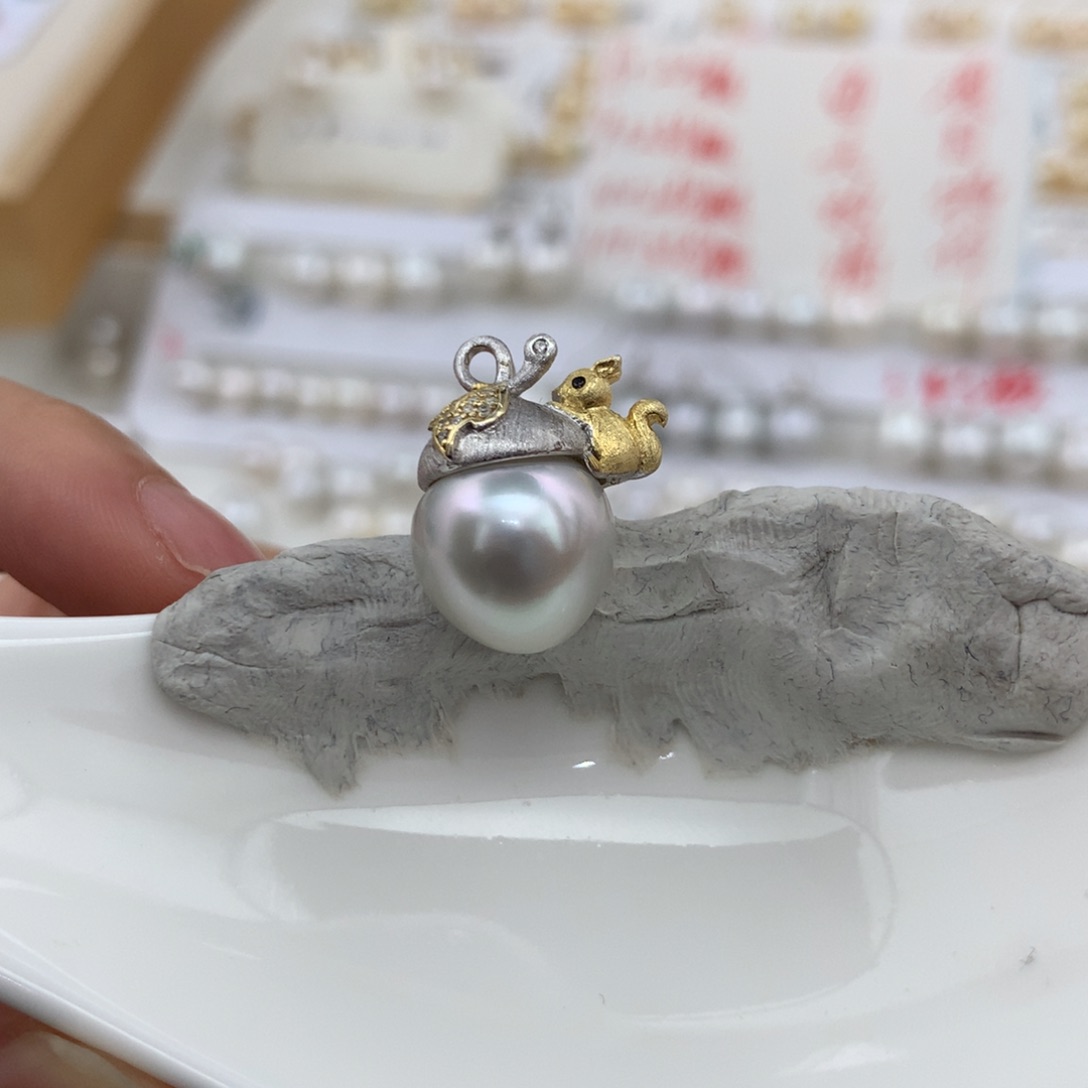 颈饰未镶嵌海水珍珠银蓝炫彩11.6mm裸珠