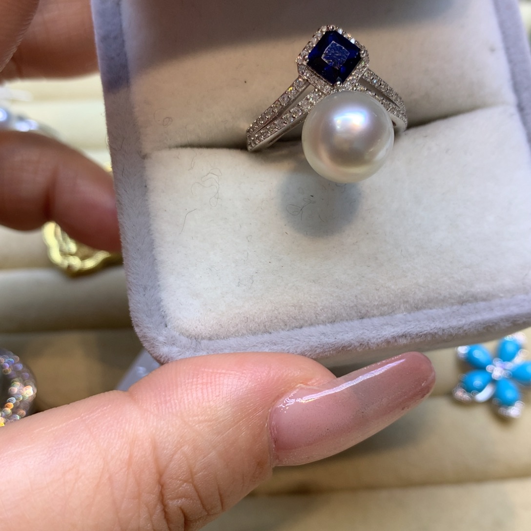 银S925镶嵌戒指海水珍珠