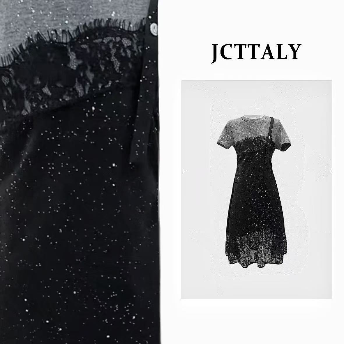 【宠粉价】法式夏季拼接假两件女25时尚显瘦连衣裙JC-A3852