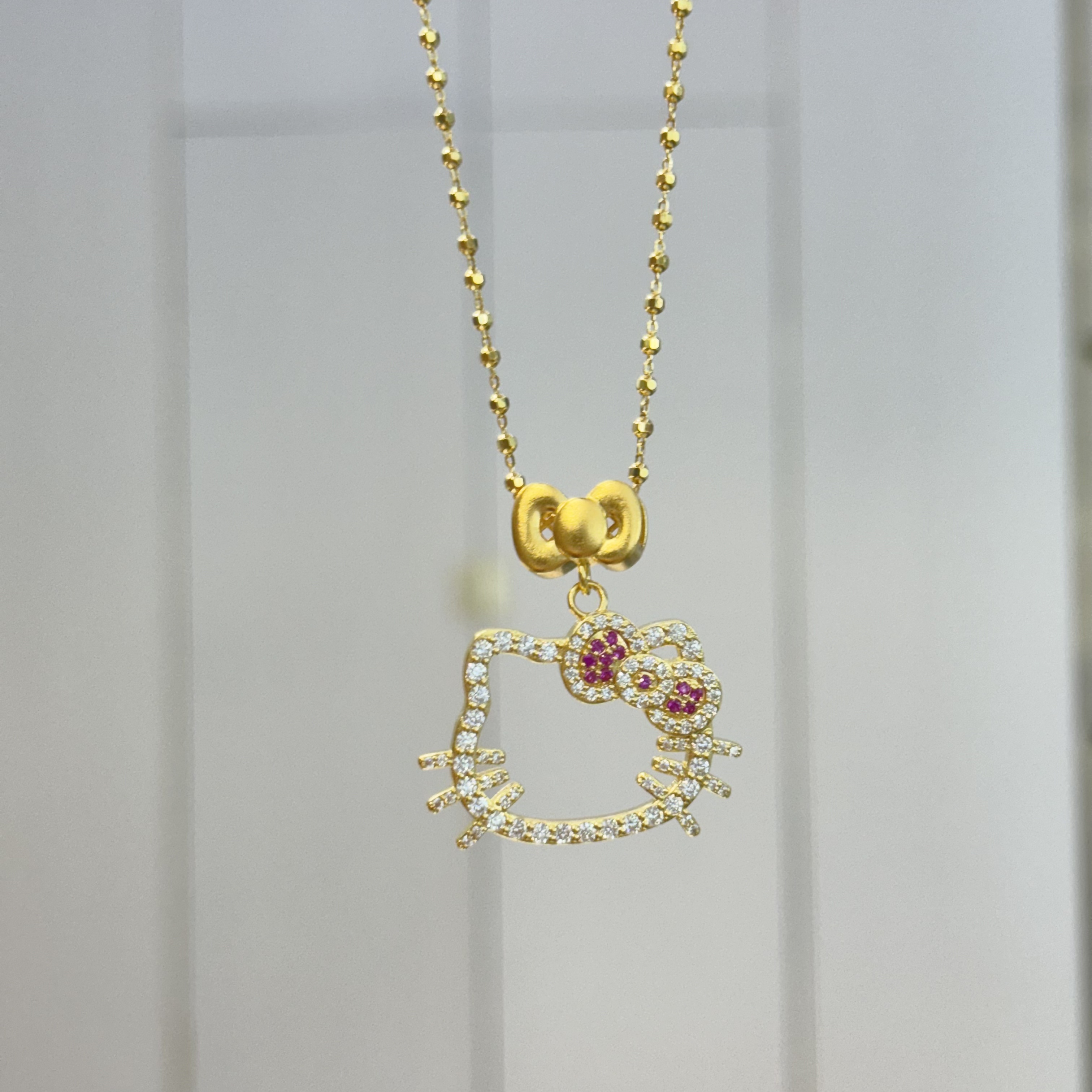 新年上新-Z【甜心kitty点钻套链】足金999精工5G套链(附加388)