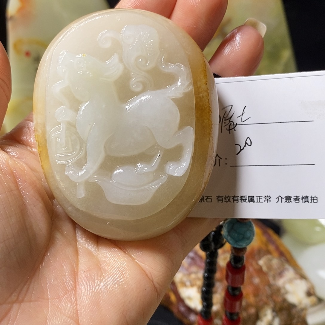 石材居**观古青石手把件