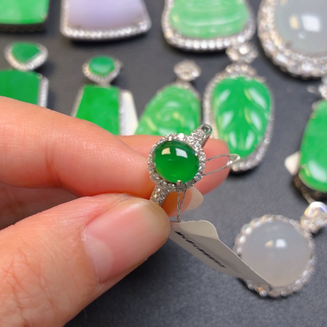 翡翠银S925镶嵌吊坠(不含链)戒指