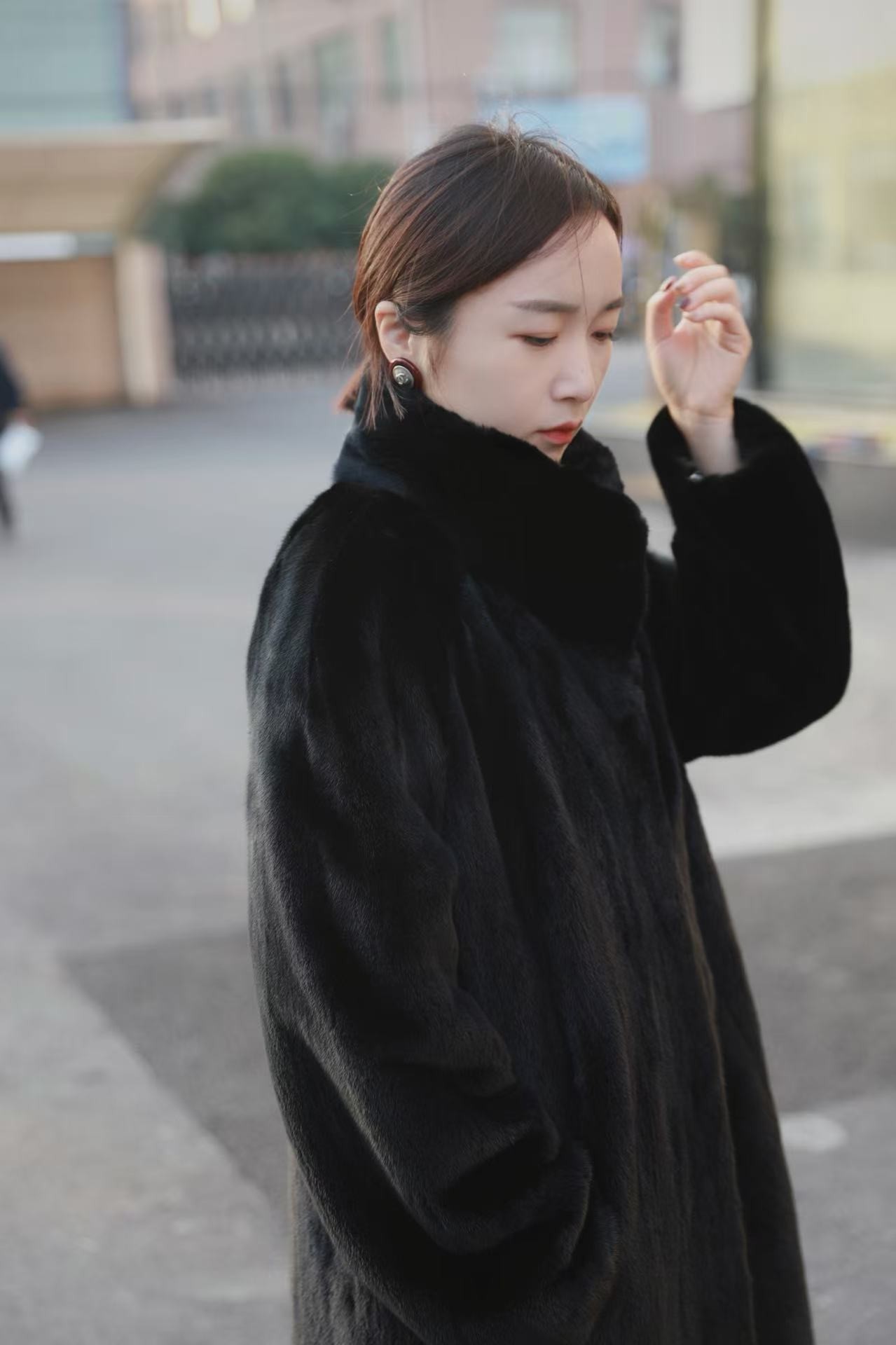 Miss.Du Fur秋冬燕尾领120大衣女士毛毛外套ZZ5168时尚女装休闲