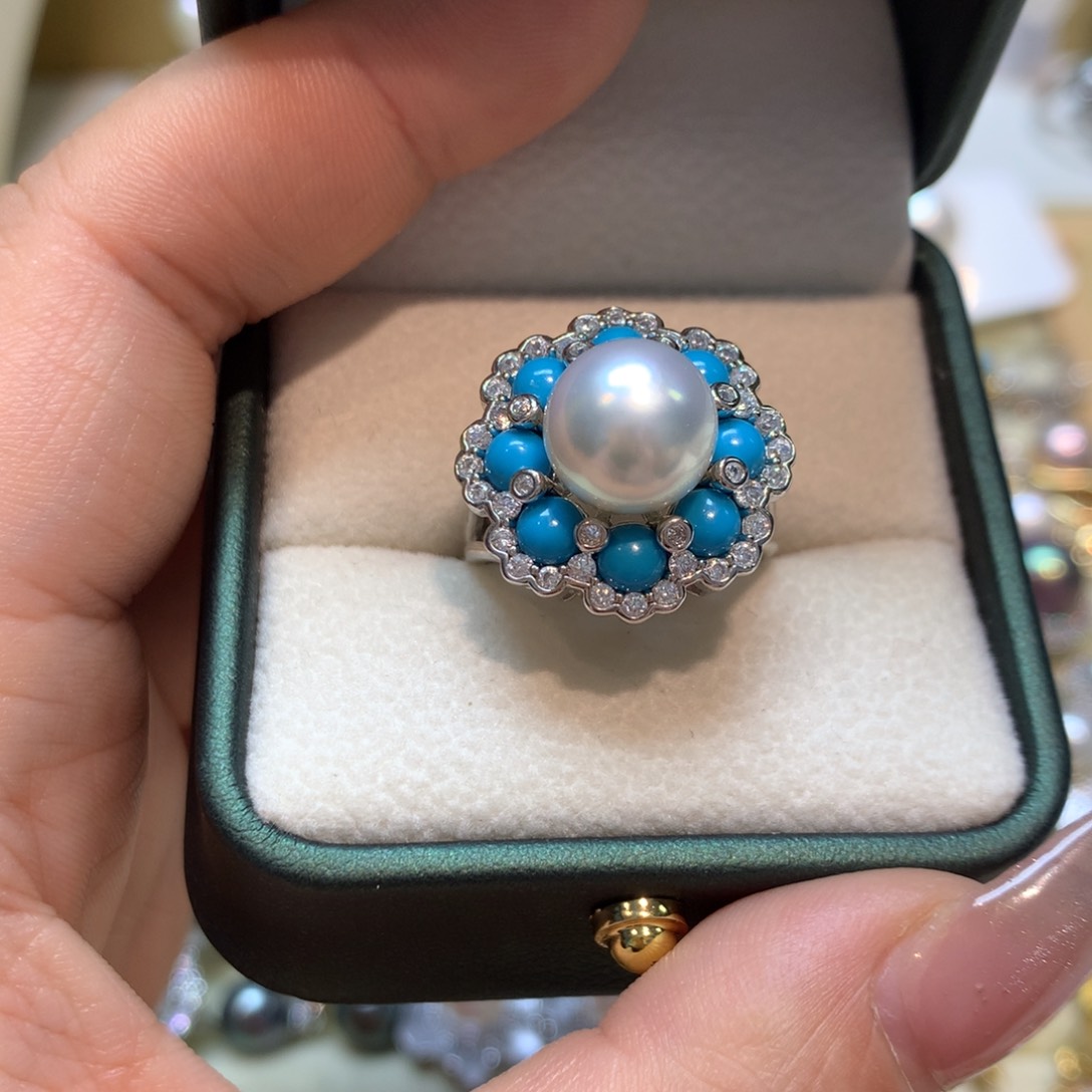 海水珍珠戒指银S925镶嵌