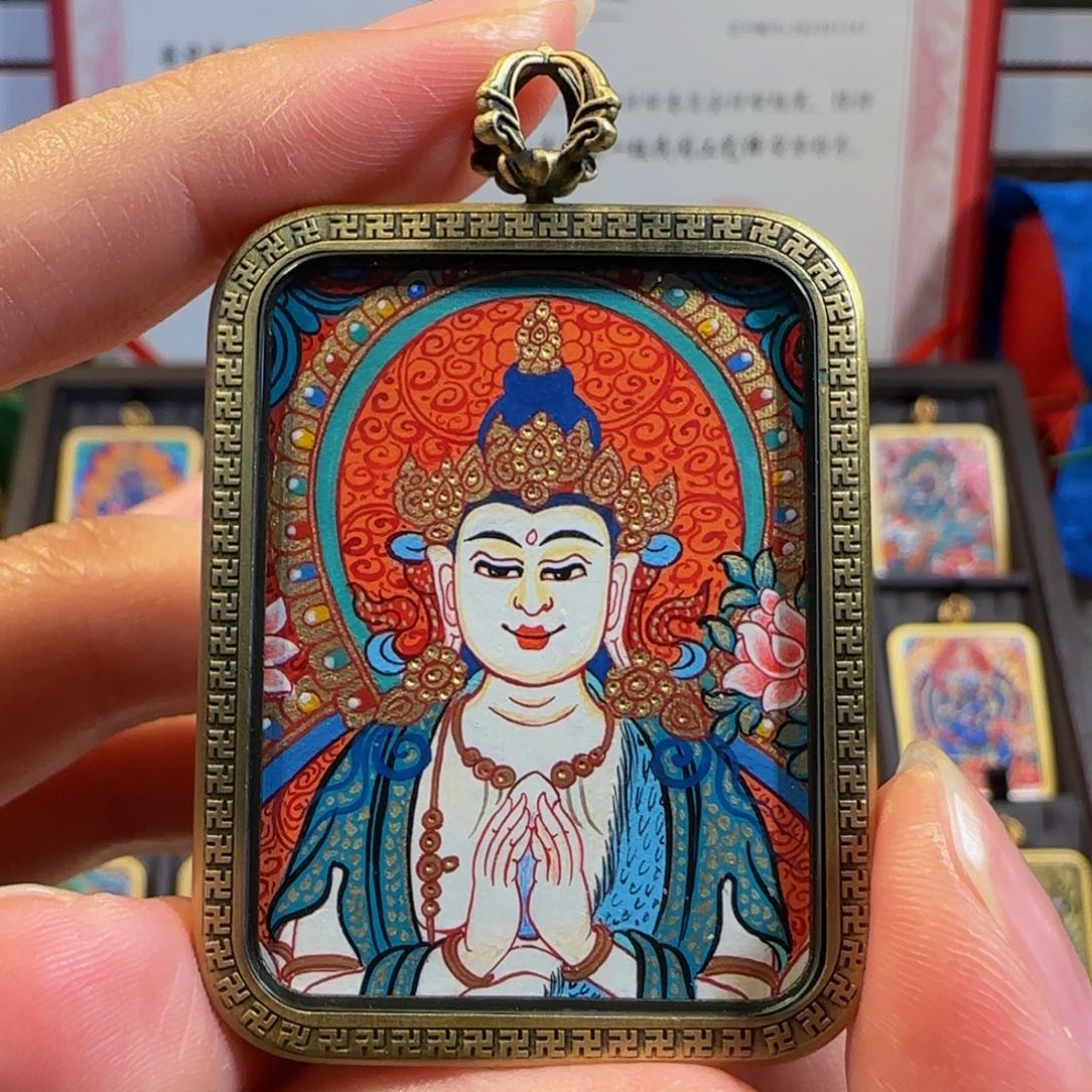 装裱画纯手绘天然矿料 四臂 3*4 普华东智绘