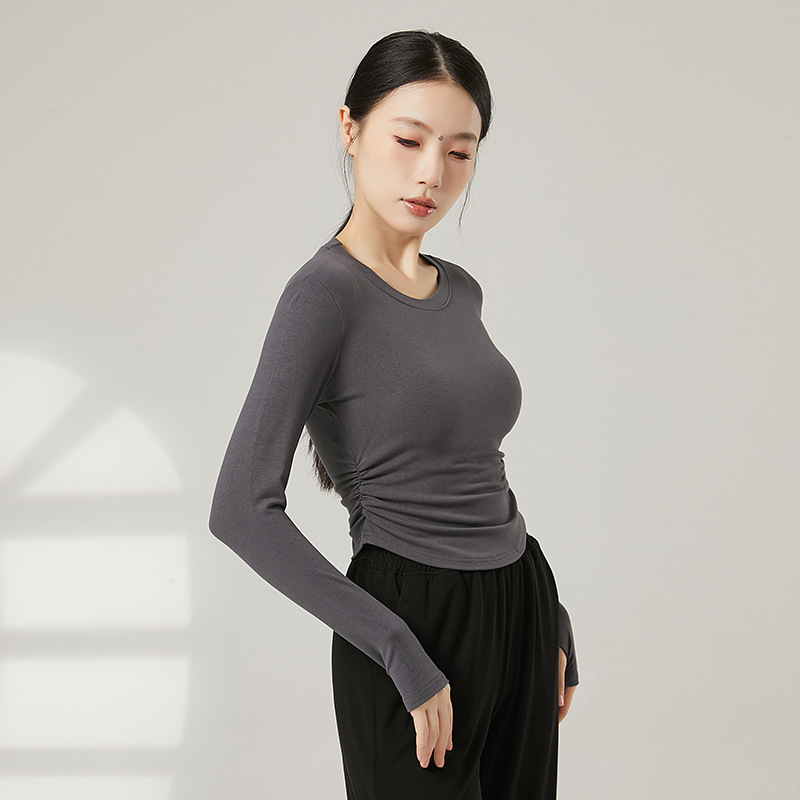 YoYo古典舞练功服秋冬新款长袖圆领上衣中国现代舞形体训练服