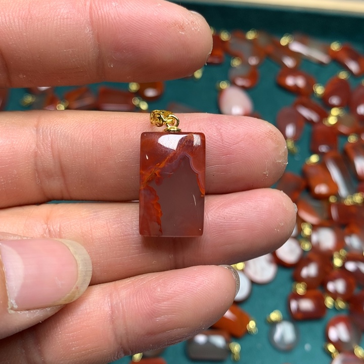 南红玛瑙吊坠(不含链)银S925镶嵌