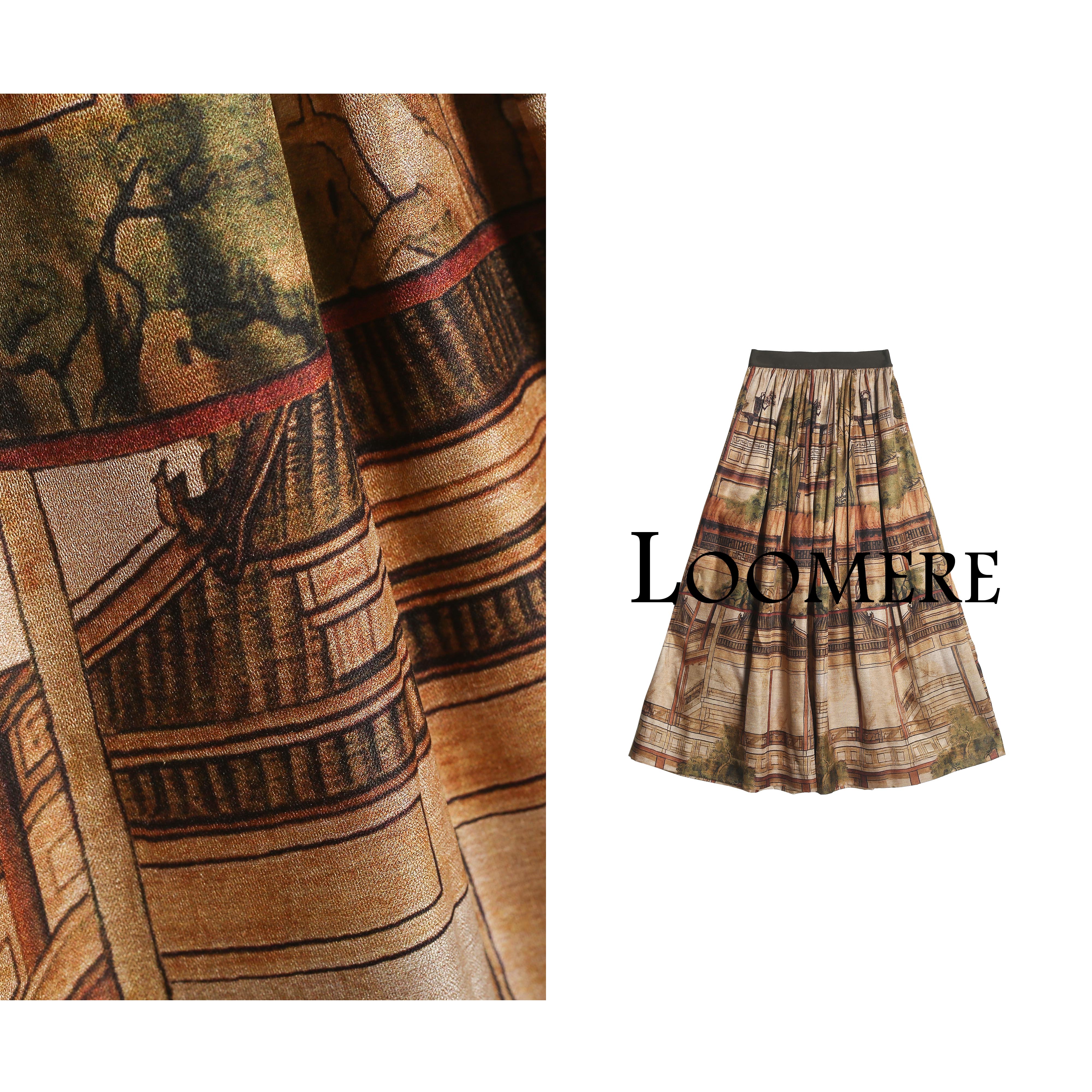 100%桑蚕丝 春夏高腰宽松百褶裙伞裙 25QY521