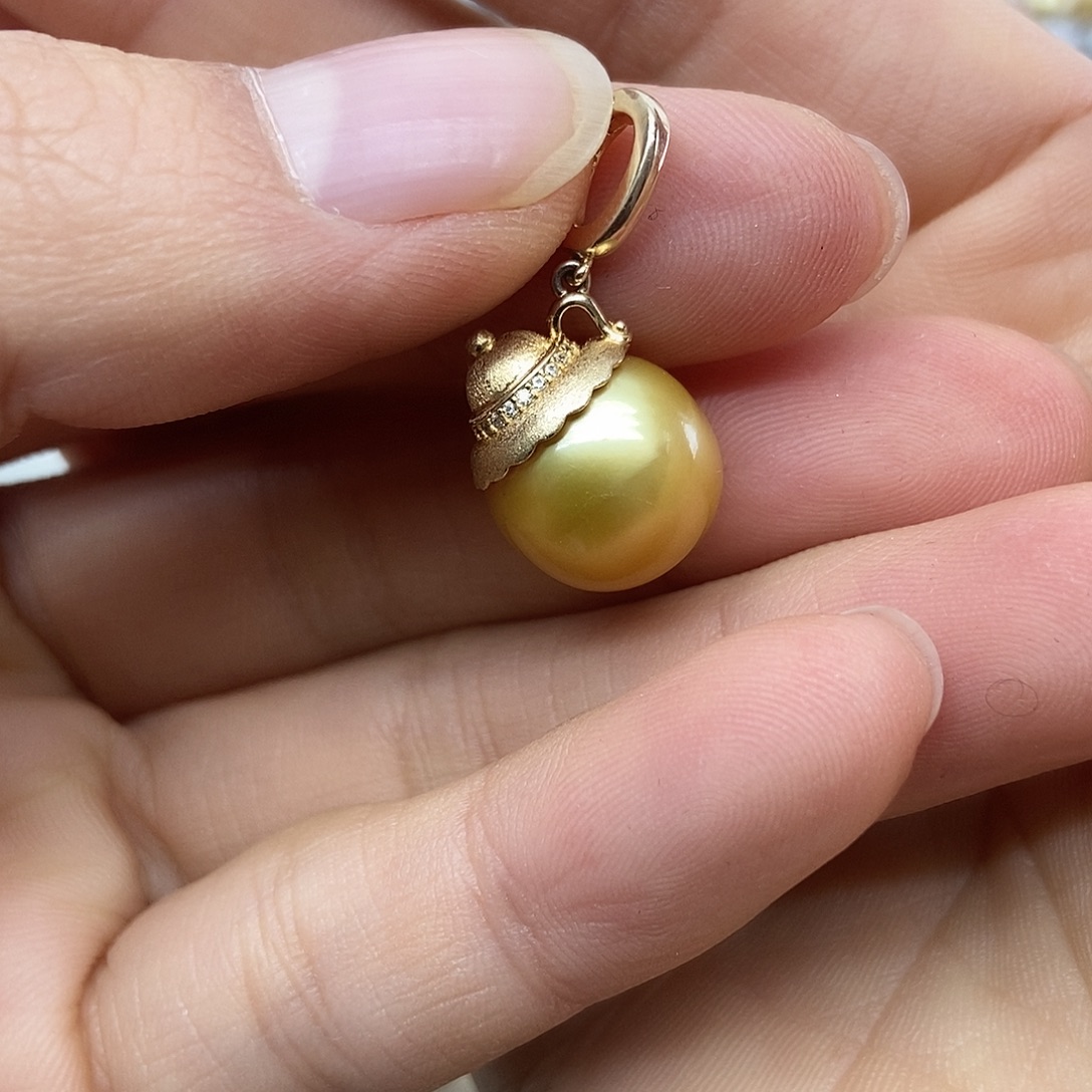 银S925镶嵌海水珍珠吊坠(不含链)