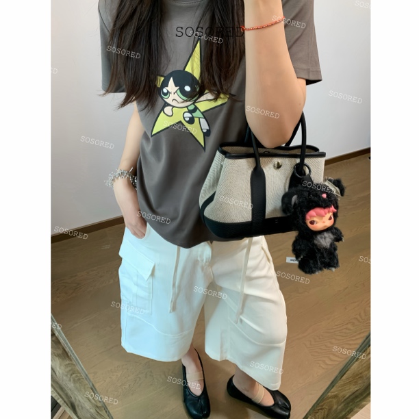 SOSORED / 飞天小女警 冰爽棉印花正肩T恤修身显瘦圆领短袖T恤女