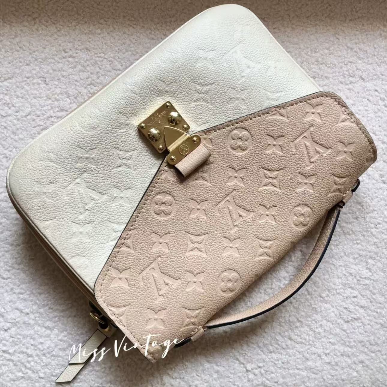 95新 LouisVuitton/路易威登 /拼色老花/邮差/粉白/手提斜挎包
