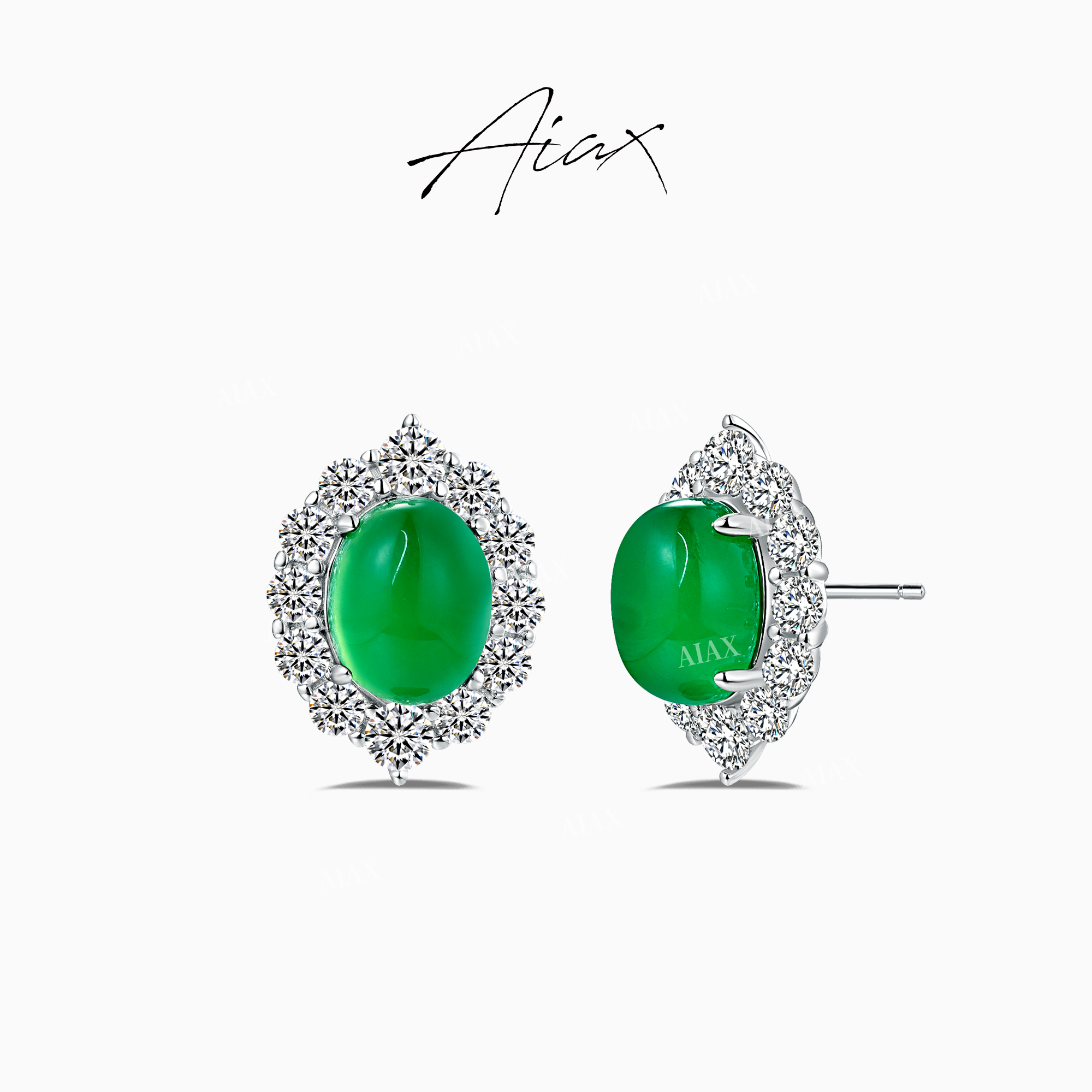 AIAX 925银 镀K金  国潮【碧倾】925银新中式镶嵌耳环TSL1885