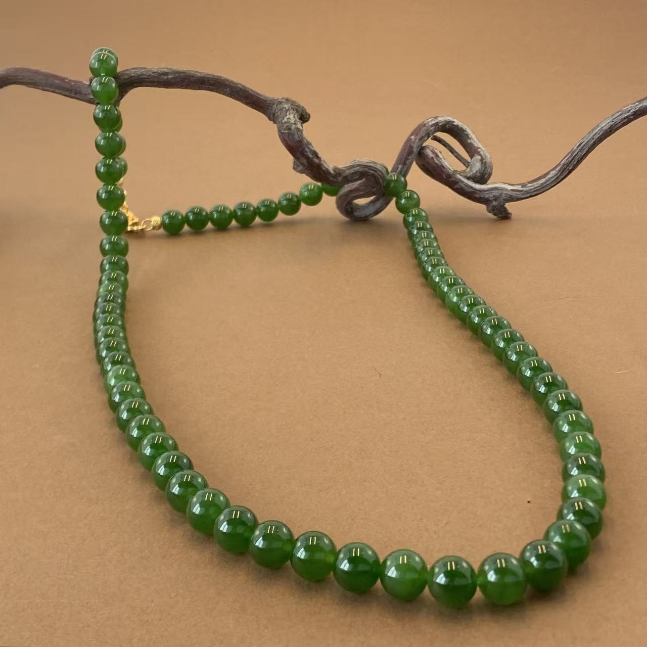 【非遗珍宝】和田玉碧玉项链 约7mm（多样性发其一）