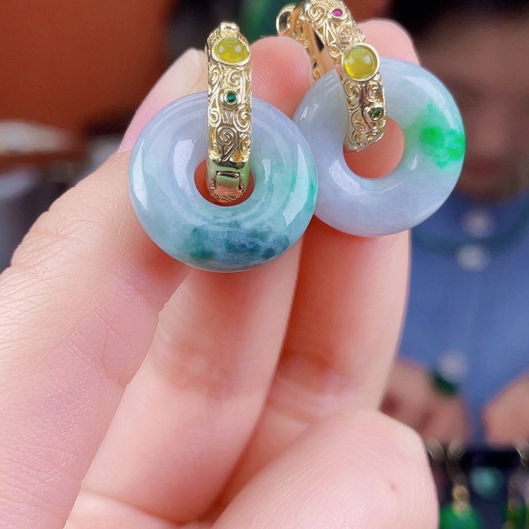 翡翠未镶嵌耳饰饰品