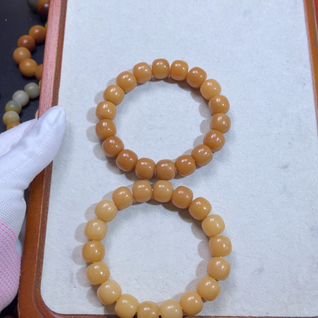 菩提根/象牙果手串二选一奶茶色干磨桶珠