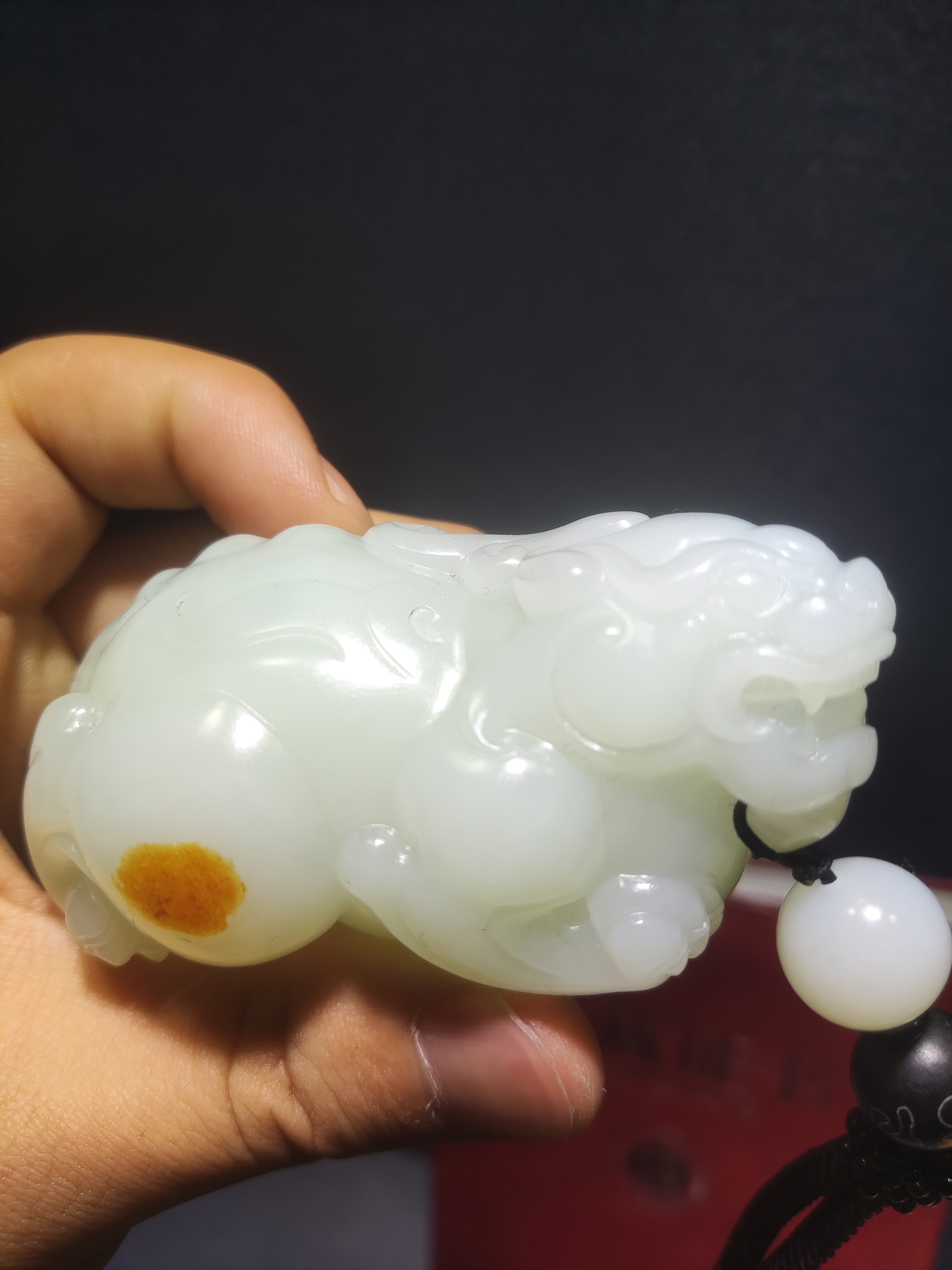 精品和田玉手把件貔貅