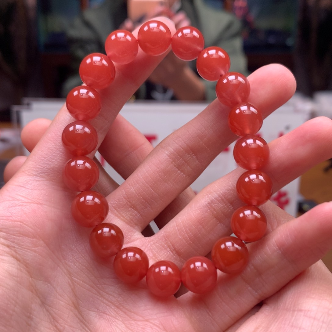 南红玛瑙串未镶嵌小庄冰红10mm