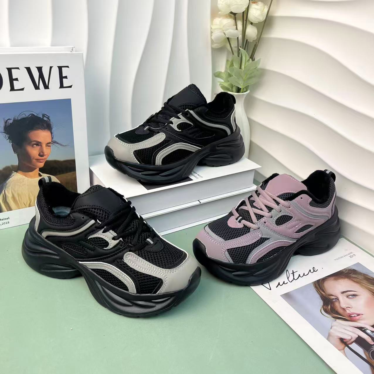 清仓厚底老爹鞋女新款韩版百搭黑色休闲运动鞋网红爆款轻便跑步鞋