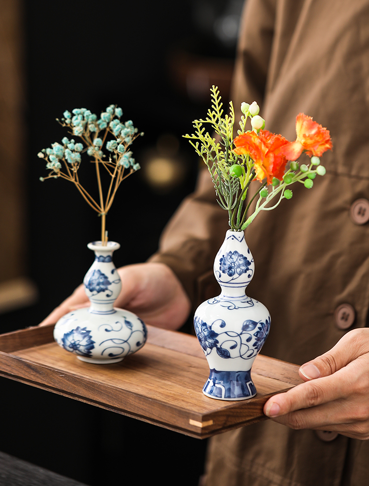 景德镇富贵竹花瓶陶瓷青花瓷器复古摆件特色创意中式家居小号插花