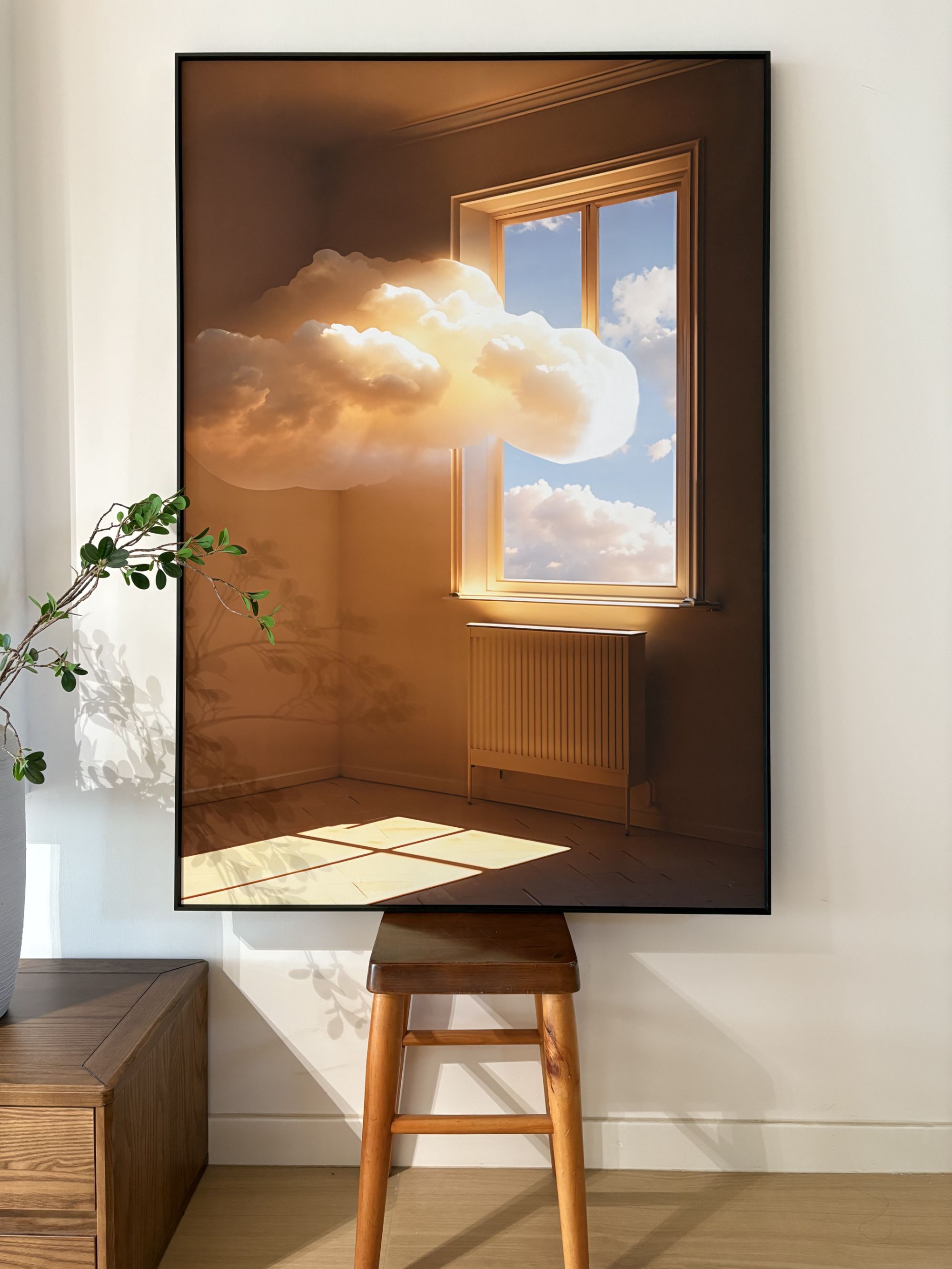 侘寂风云朵空间延伸感客厅沙发背景装饰画入户玄关挂画落地走廊画