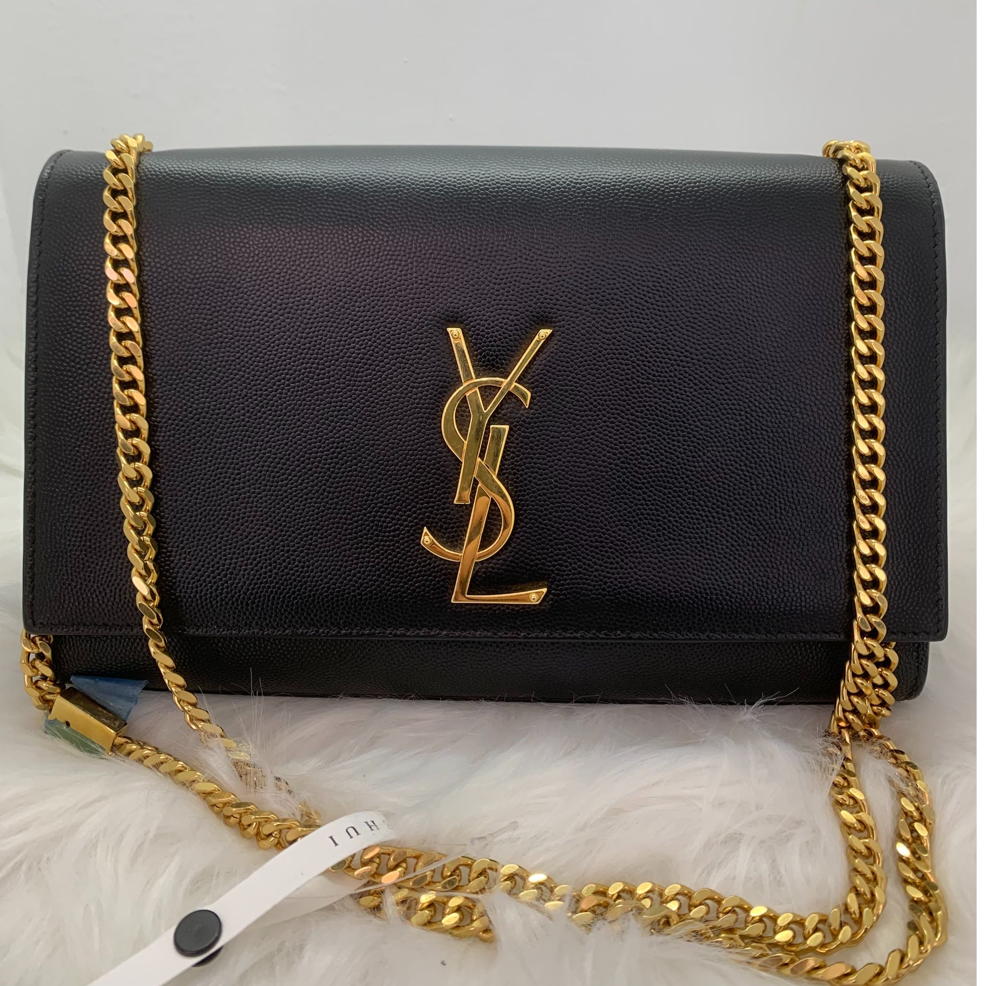 99新 YSL/圣罗兰 石膏纹黑金中号单肩包 hn613