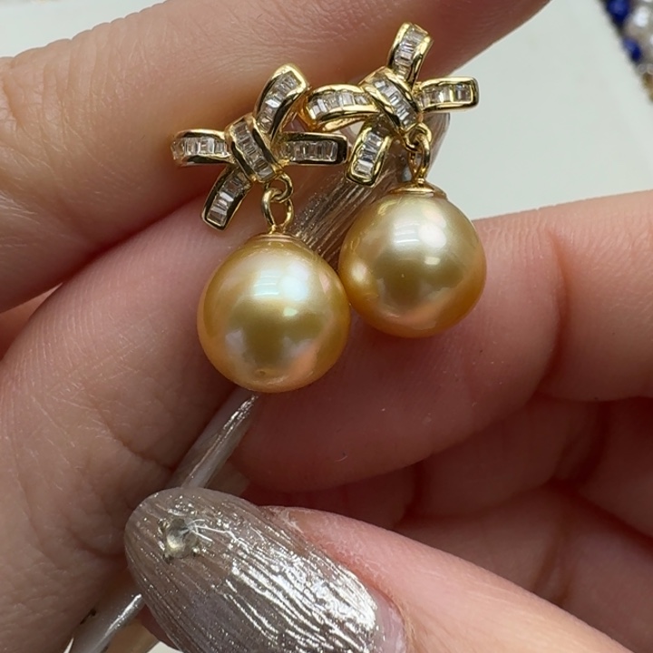 海水珍珠耳饰银S925镶嵌