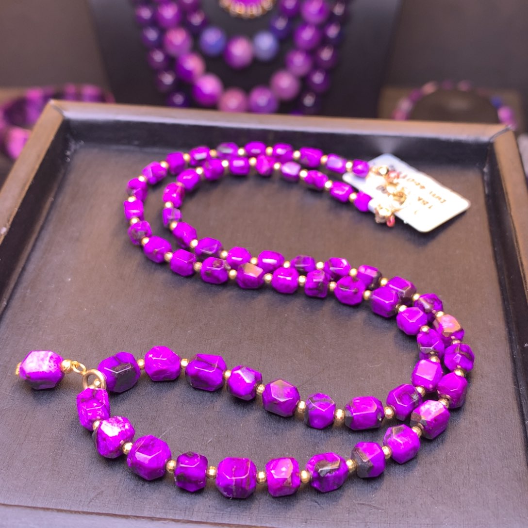 苏纪石（舒俱来）丝绒项链18K金镶嵌