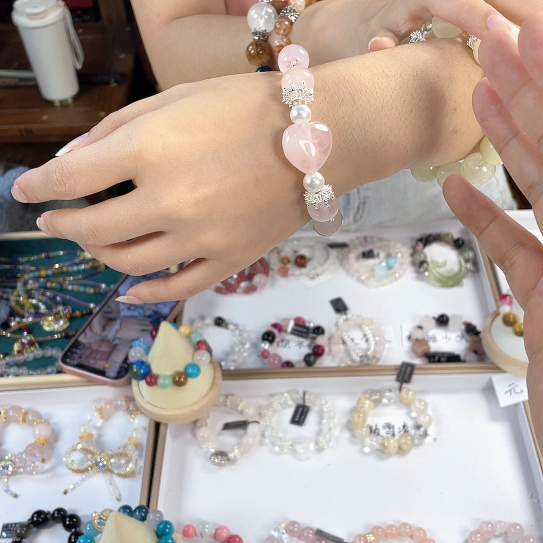 水晶手链银S925镀金镶嵌