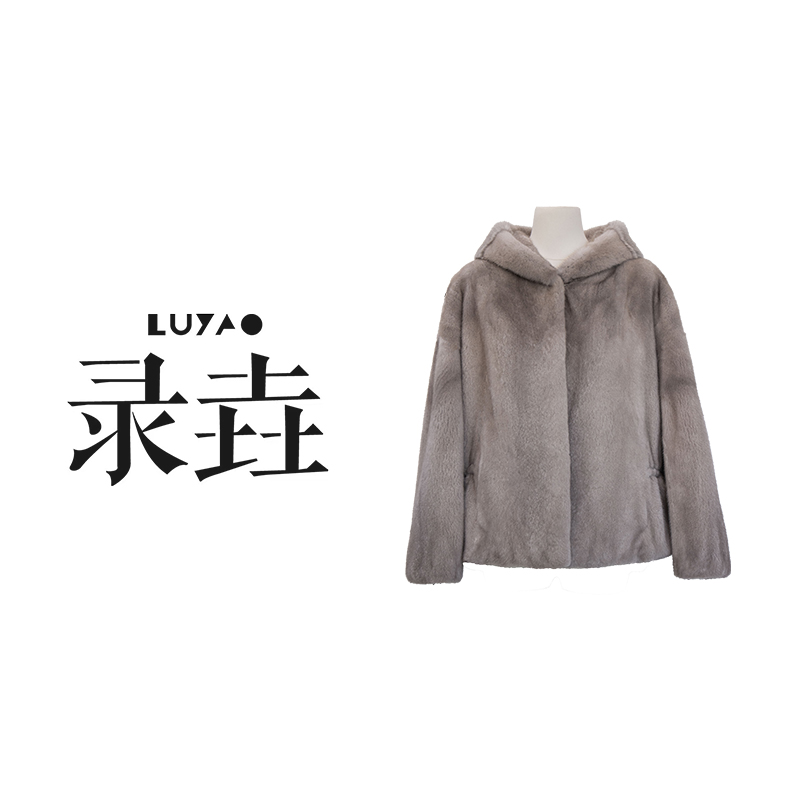 人造皮草 【LUYAO.录垚原创】星灿收腰短款连帽松紧袖口皮草外套