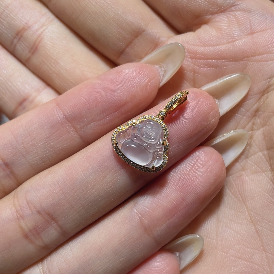 玲***儿翡翠18K金镶嵌吊坠(不含链)