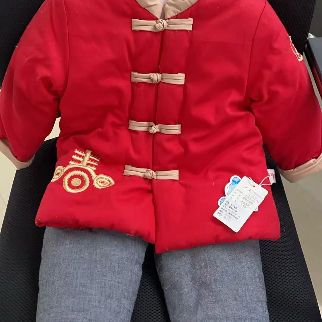 男童拜年服500克厚唐装中国风喜庆礼服宝宝周岁抓周秋冬套装