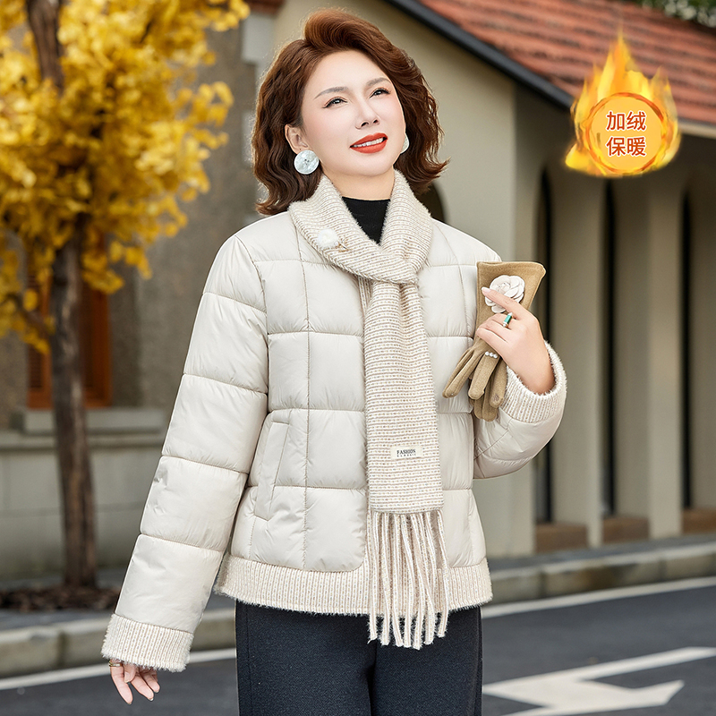 气质百搭加厚棉衣中老年女装外套常规款妈妈保暖上衣短小棉厚款