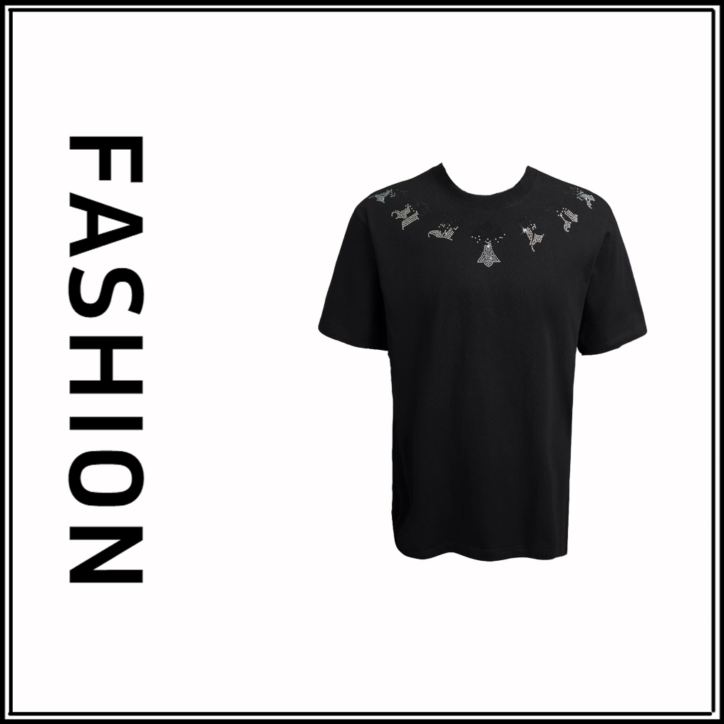 重磅纯棉设计感烫钻100棉短袖T恤2025夏季新款宽松百搭情侣上衣T