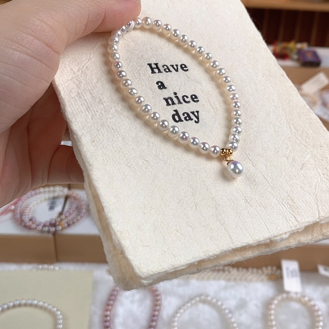手绳银S925镶嵌淡水珍珠