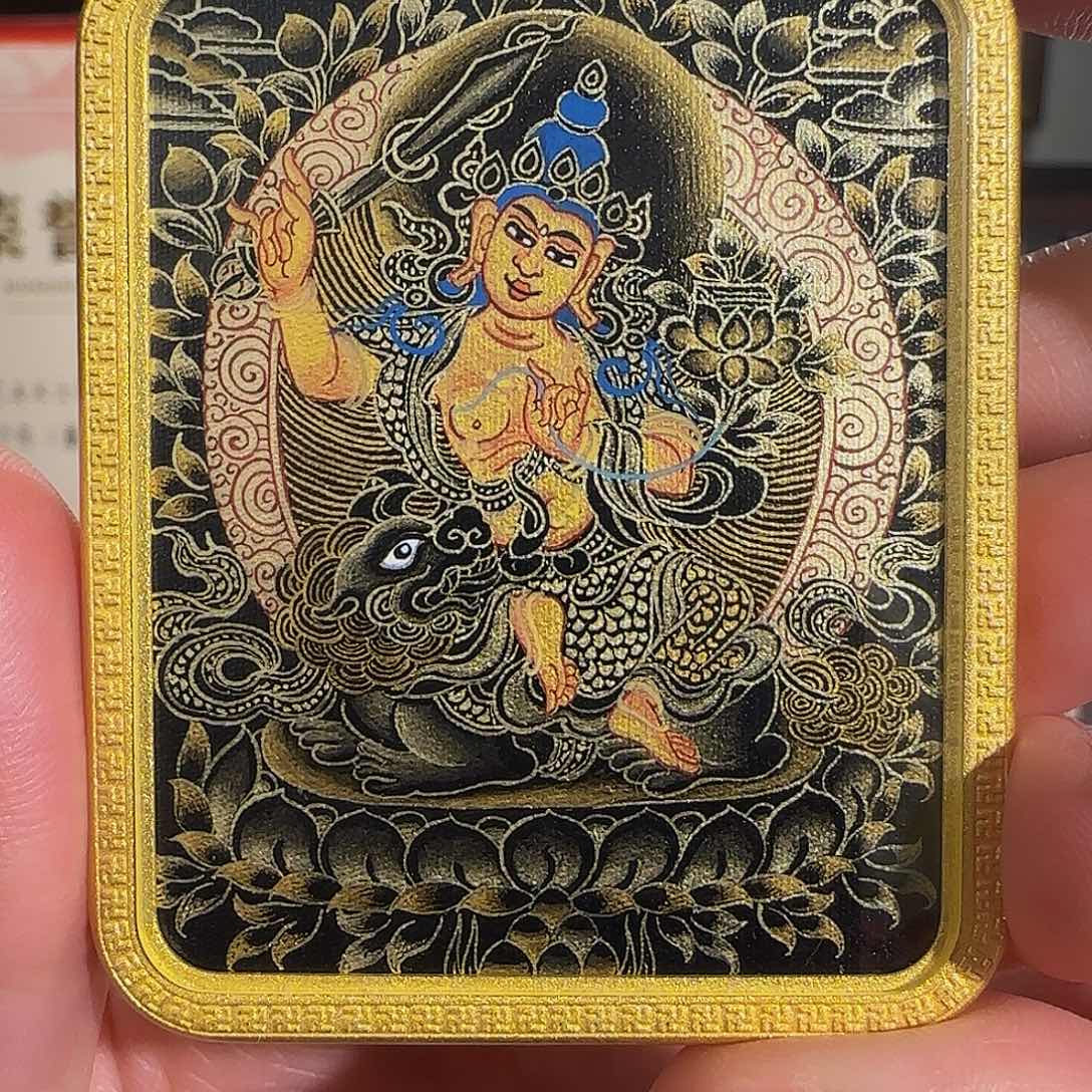 装裱画纯手绘天然矿料 文殊 普华东智绘