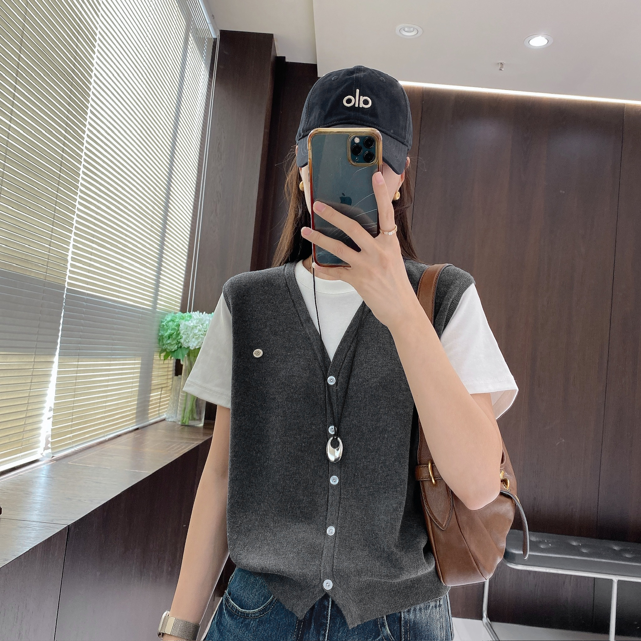 IMFLY金小金自制女装 针织衫DYW9606学院风假两件拼接针织上衣