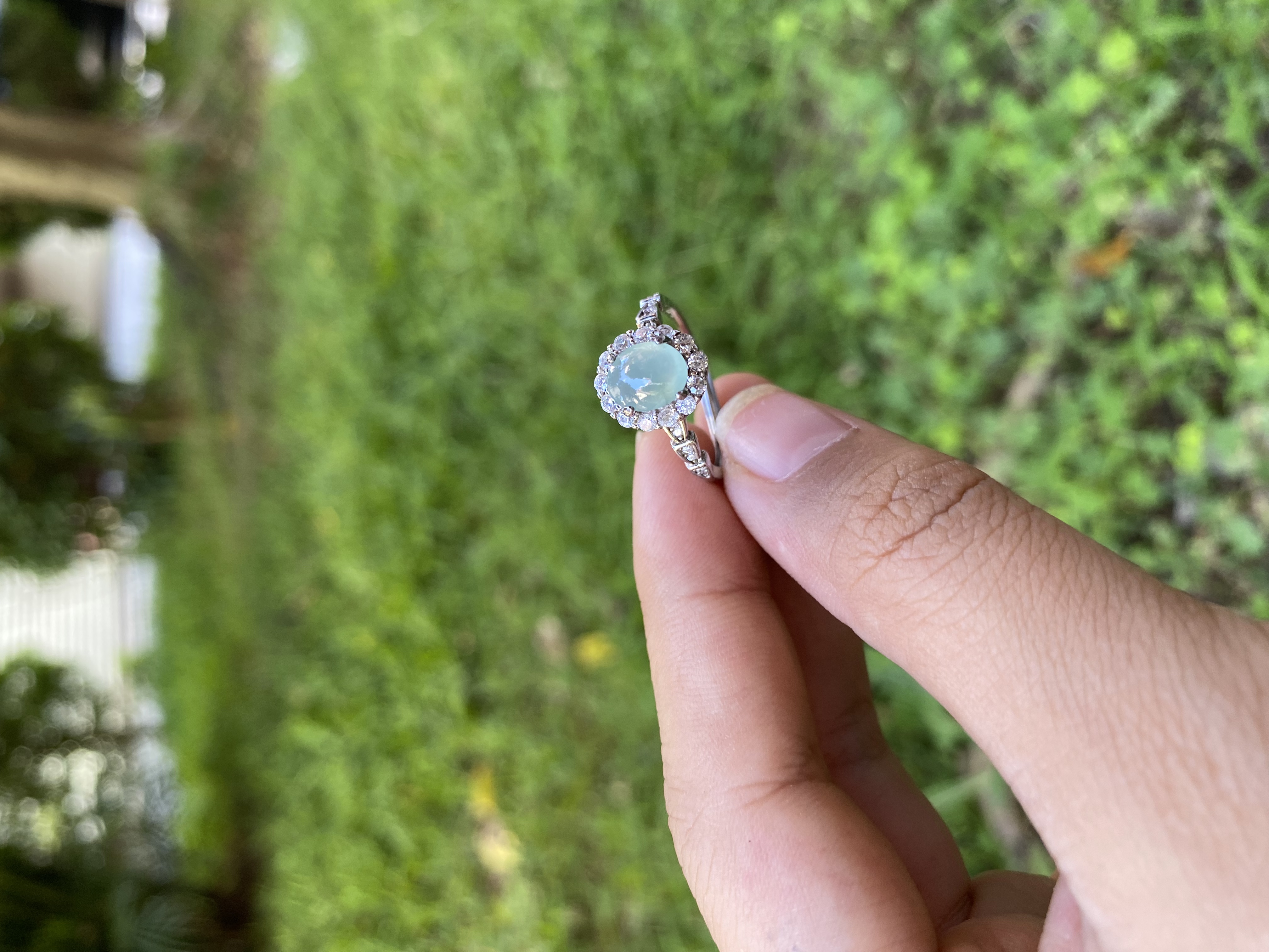 天然缅甸翡翠A货925银镶嵌戒指