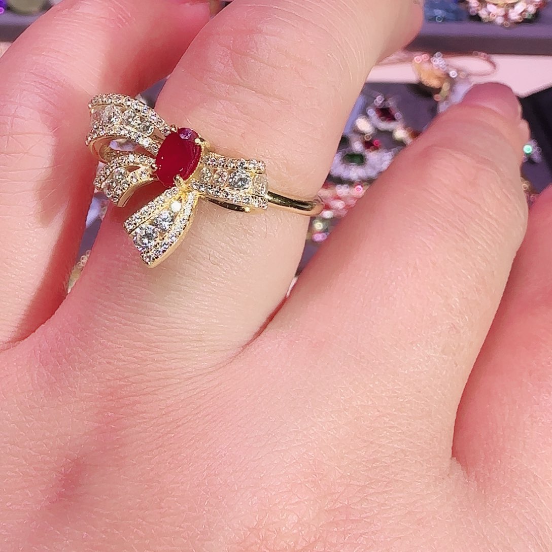 红宝石戒指银S925镶嵌