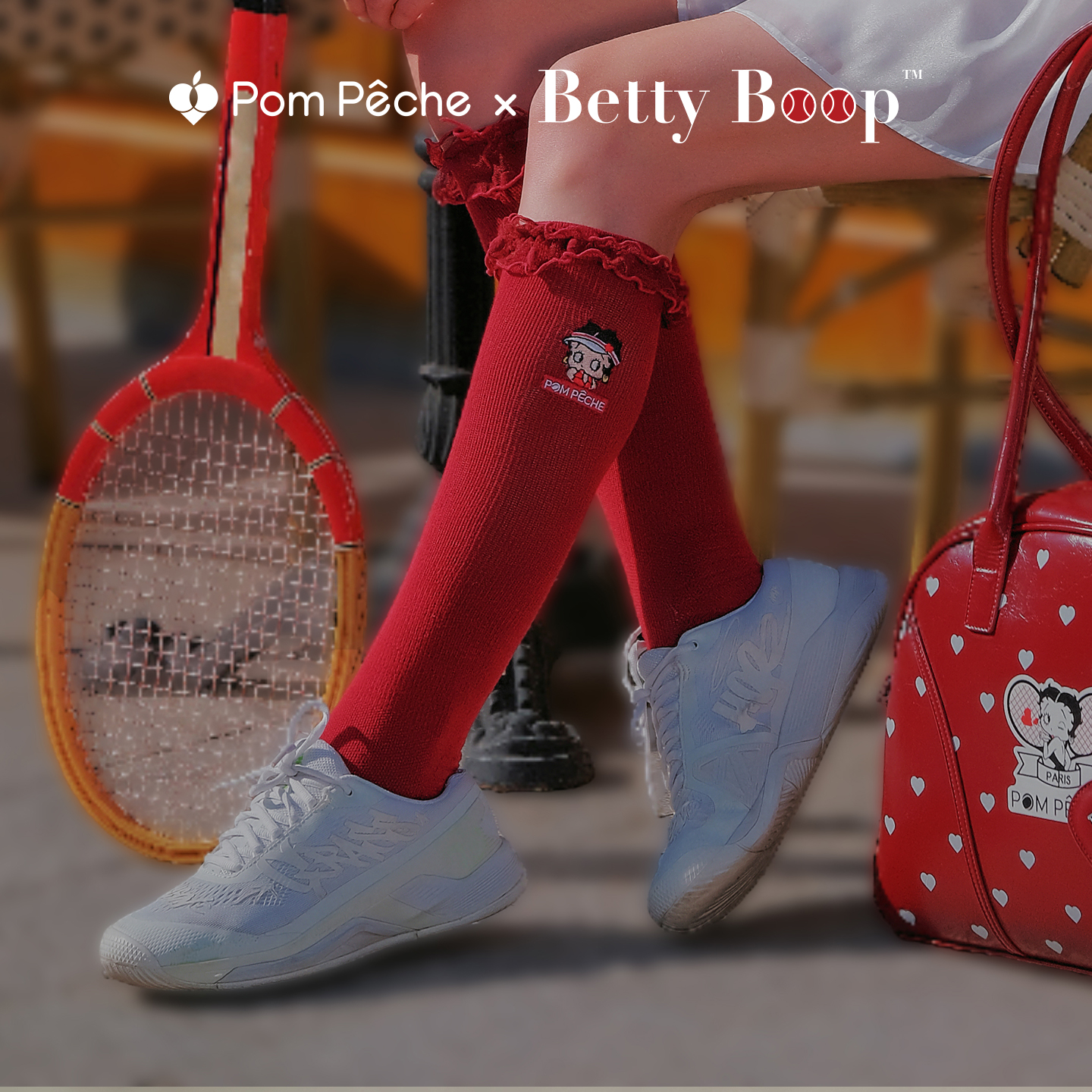 Betty联名女明星小腿袜网球跑步袜子女运动健身新款长袜PomPeche