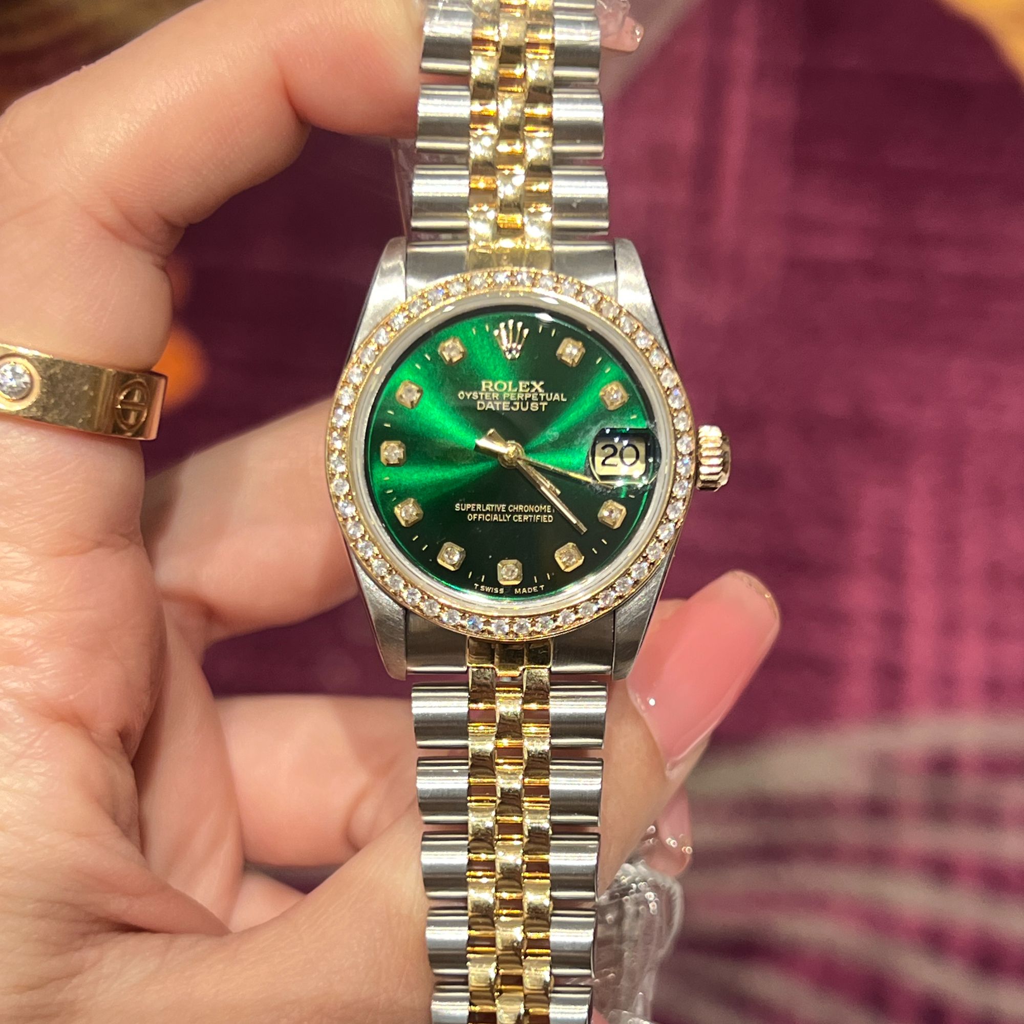 99新 Rolex/劳力士 表展女装日志68273后钻祖母绿腕表/WHP027952