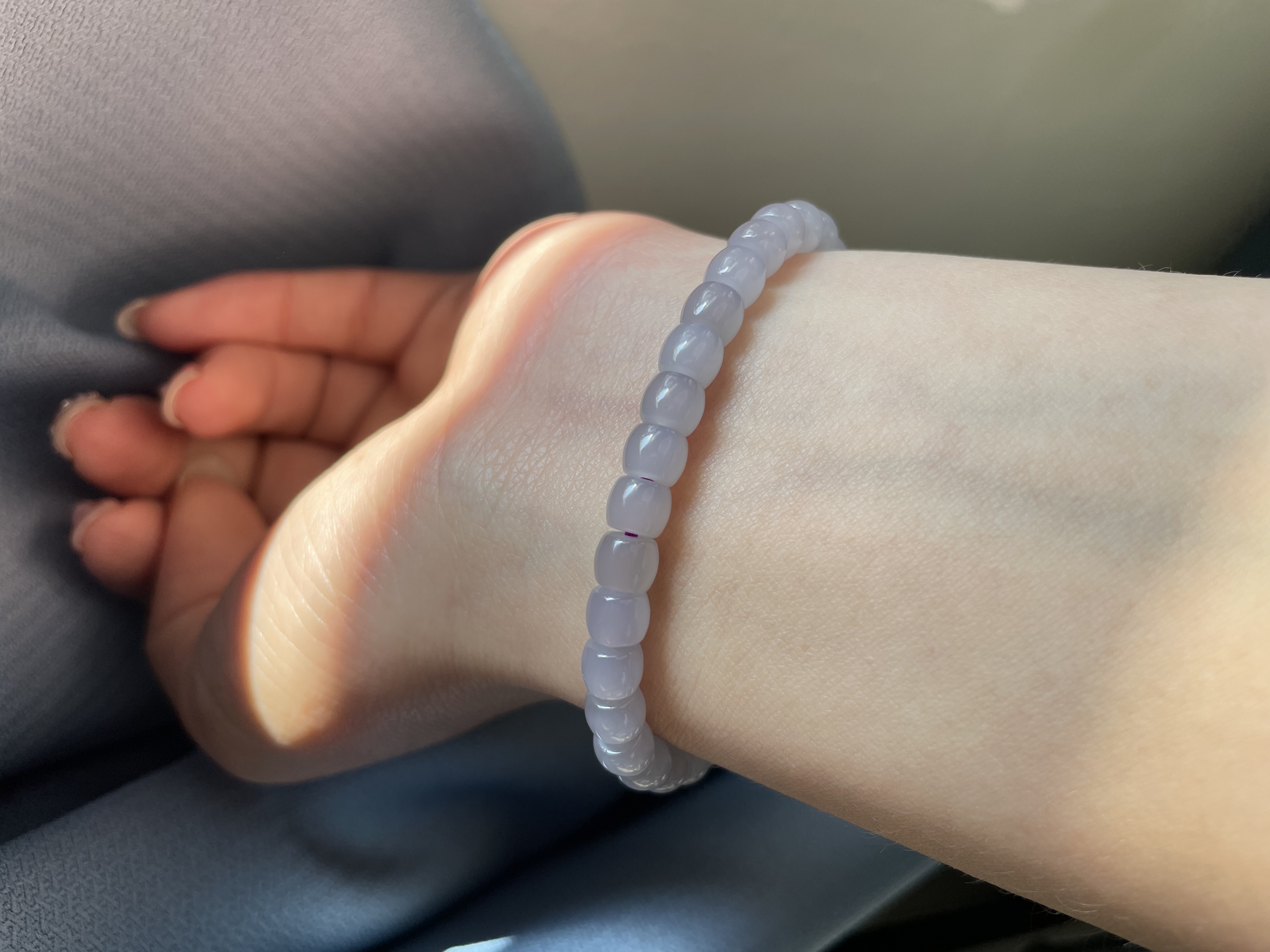 5×6烟紫直切天然和田玉手串简约仙气百搭拍一发一