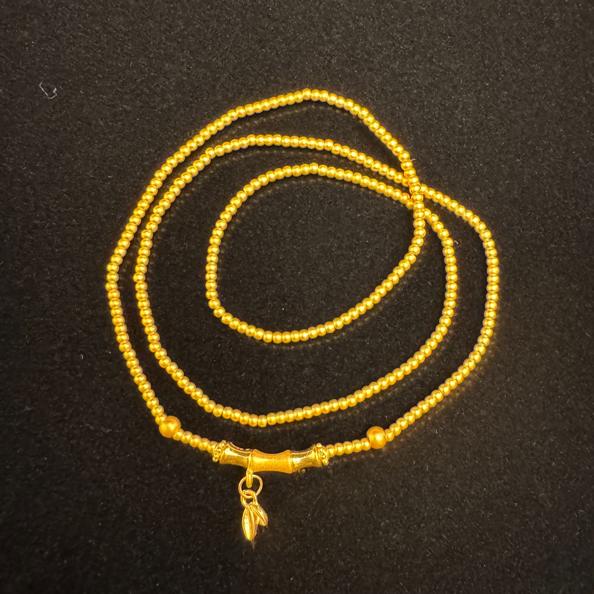 足金999 古法金珠三圈两用发财竹节手串