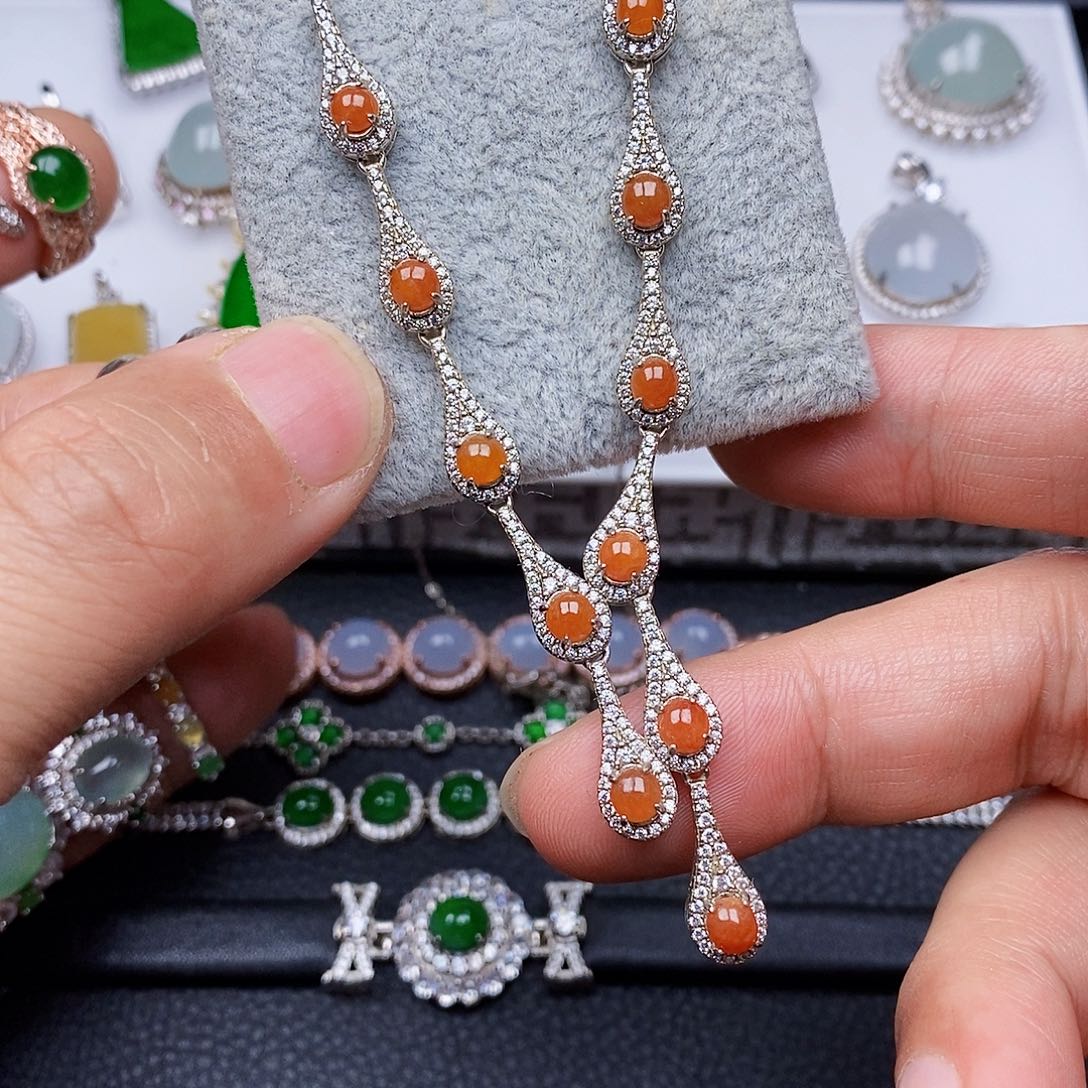 翡翠颈饰银S925镶嵌项链